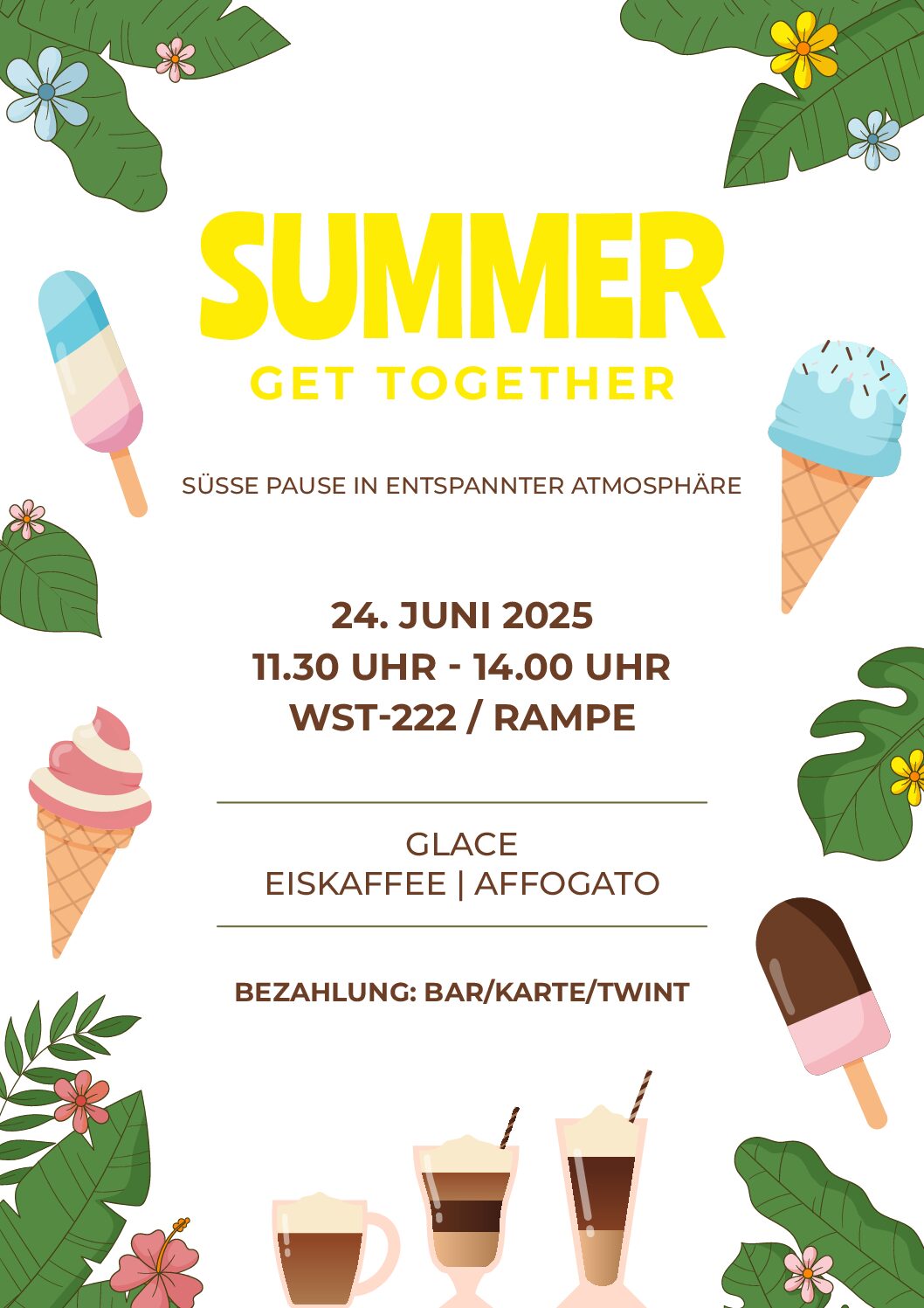 Summer Get Together Poster Deutsch Final Foto des Blutspendebus von der Seite.