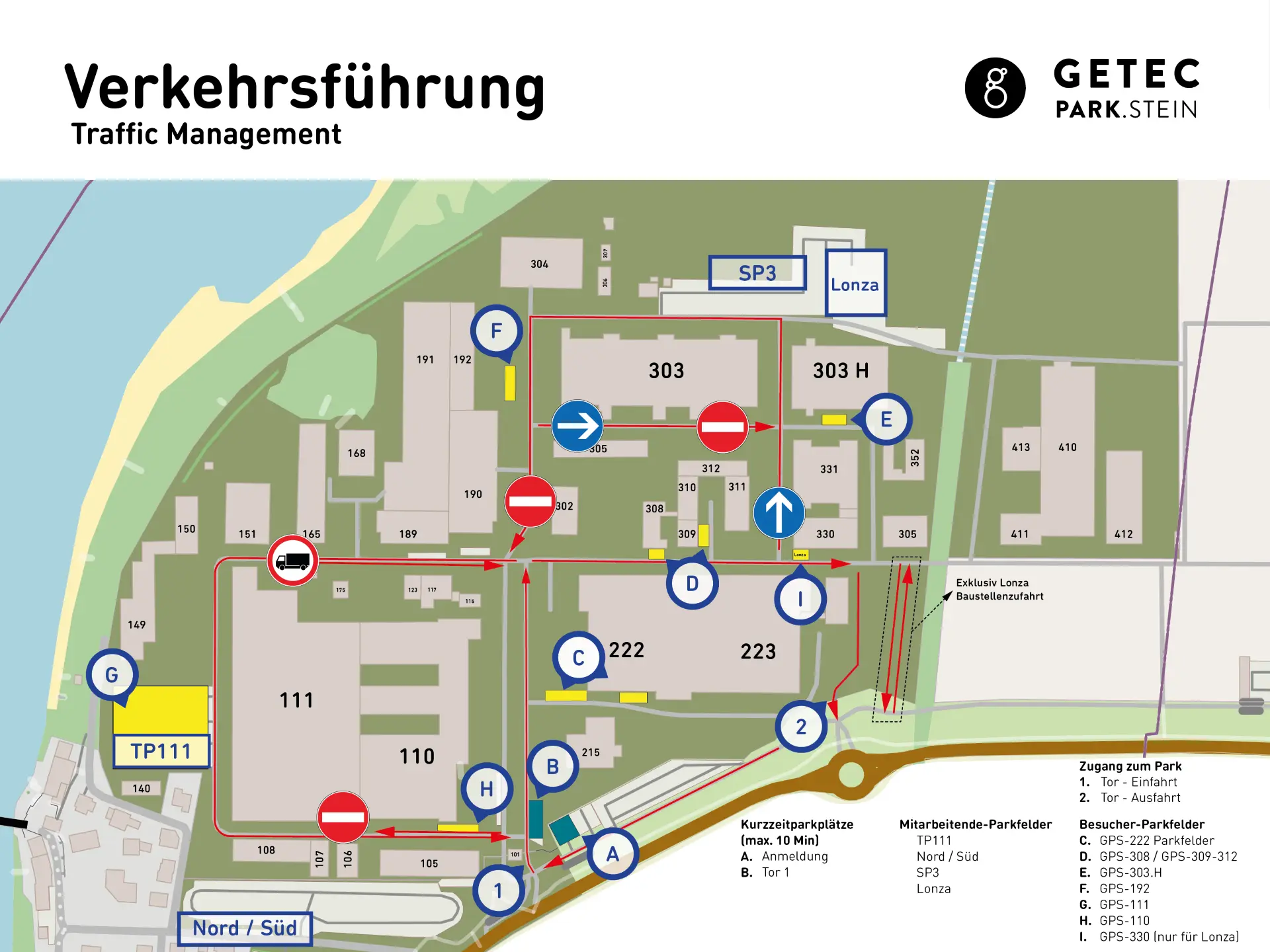 Plan der neuen Verkehrsführung