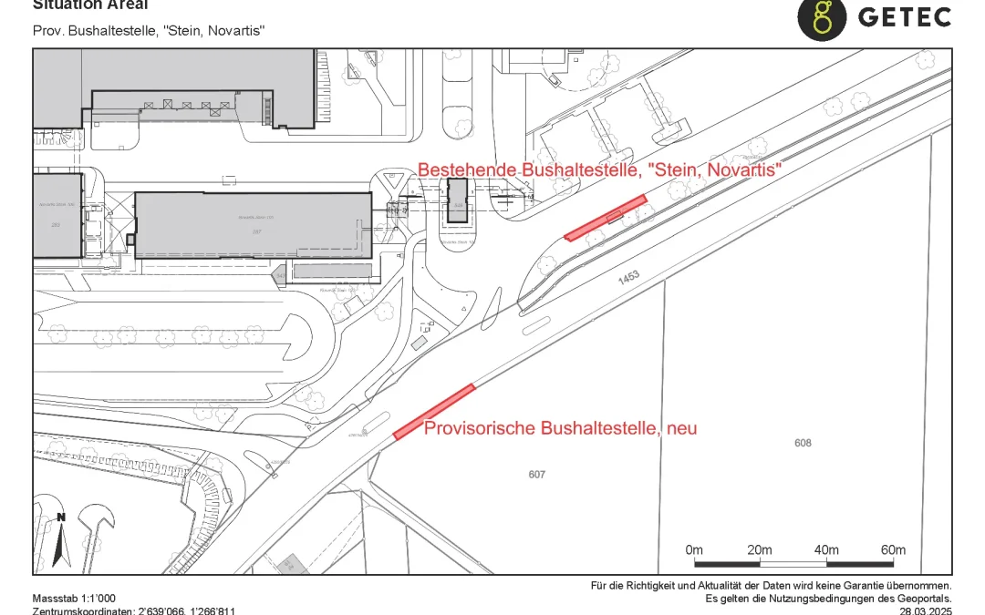Temporäre Verlegung der Bushaltestelle